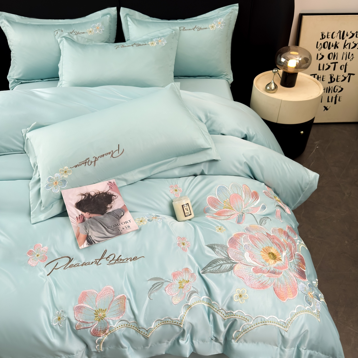 91家纺网 家纺一手货源 找家纺 色鬼布艺高端家居主号 2026新款水洗冰丝刺绣逐梦花园四件套 逐梦花园-梵星兰