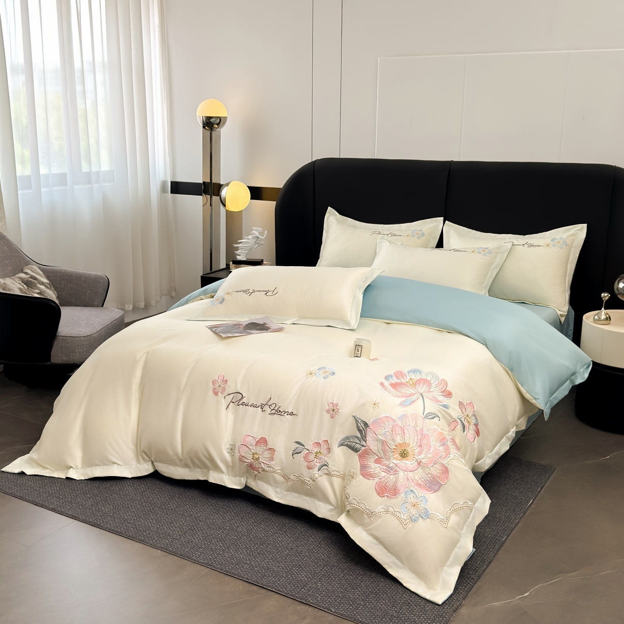 91家纺网 家纺一手货源 找家纺 （总）色鬼布艺高端家居主号 2026新款水洗冰丝刺绣逐梦花园四件套