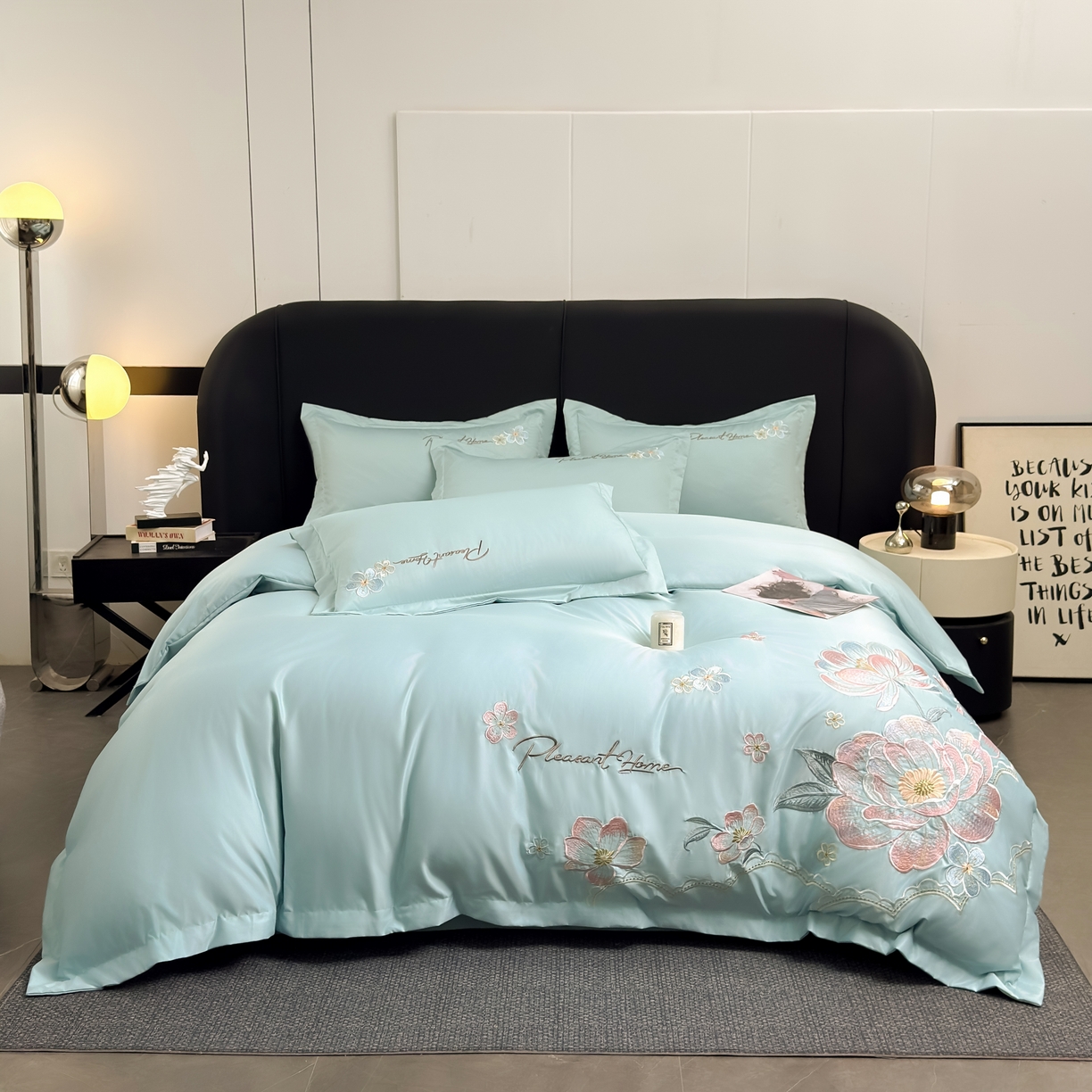 91家纺网 家纺一手货源 找家纺 色鬼布艺高端家居主号 2026新款水洗冰丝刺绣逐梦花园四件套 逐梦花园-梵星兰