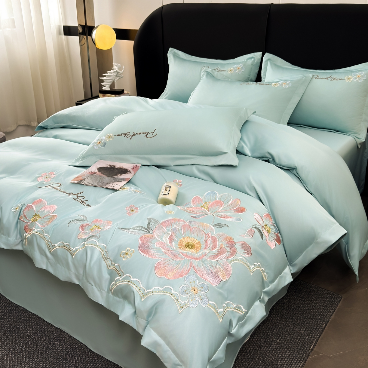 91家纺网 家纺一手货源 找家纺 色鬼布艺高端家居主号 2026新款水洗冰丝刺绣逐梦花园四件套 逐梦花园-梵星兰