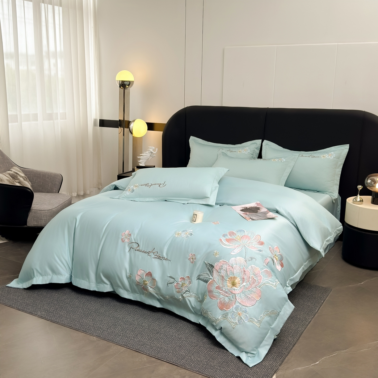 91家纺网 家纺一手货源 找家纺 色鬼布艺高端家居主号 2026新款水洗冰丝刺绣逐梦花园四件套 逐梦花园-梵星兰