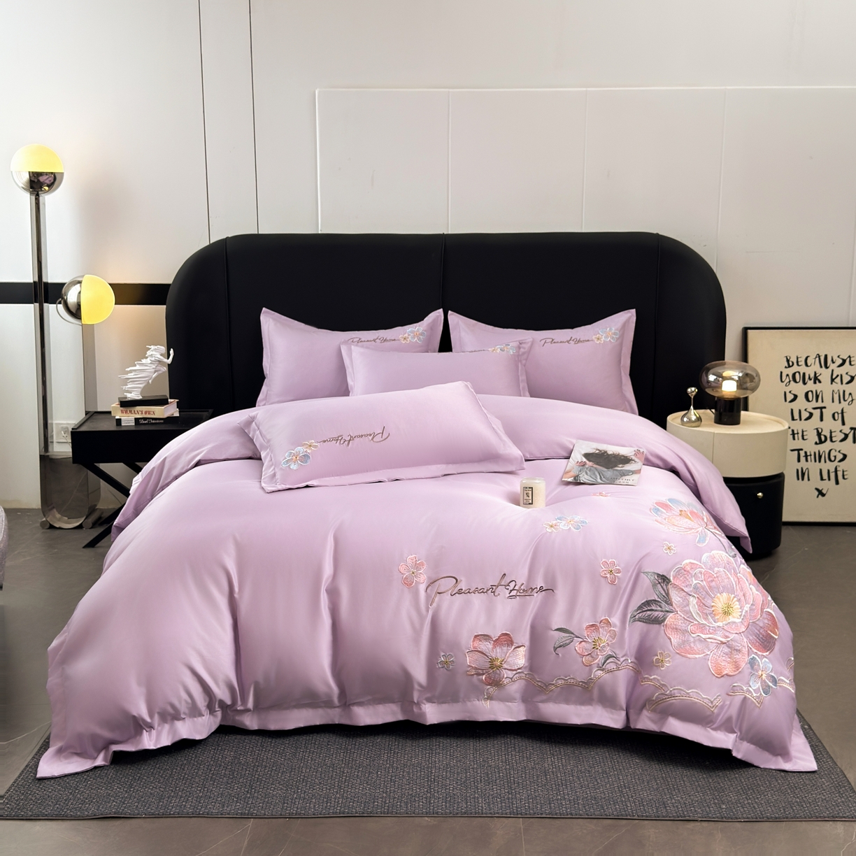 色鬼布艺高端家居主号 2026新款水洗冰丝刺绣逐梦花园四件套 逐梦花园-芋泥紫