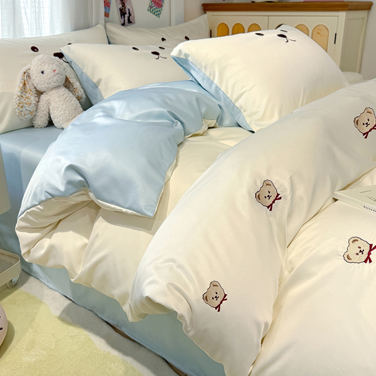 91家纺网 家纺一手货源 找家纺 （总）色鬼布艺高端家居主号 2026春夏新款小清新元气刺绣水洗真丝四件套