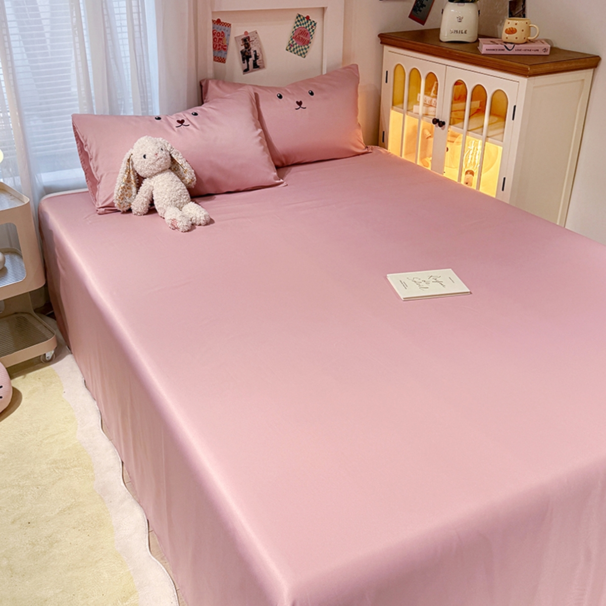 91家纺网 家纺一手货源 找家纺 色鬼布艺高端家居主号 2026春夏新款小清新元气刺绣水洗真丝夏被夏凉被空调被 爱心-豆沙