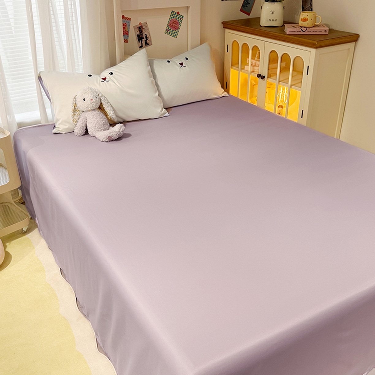 91家纺网 家纺一手货源 找家纺 色鬼布艺高端家居主号 2026春夏新款小清新元气刺绣水洗真丝夏被夏凉被空调被 爱心-白紫