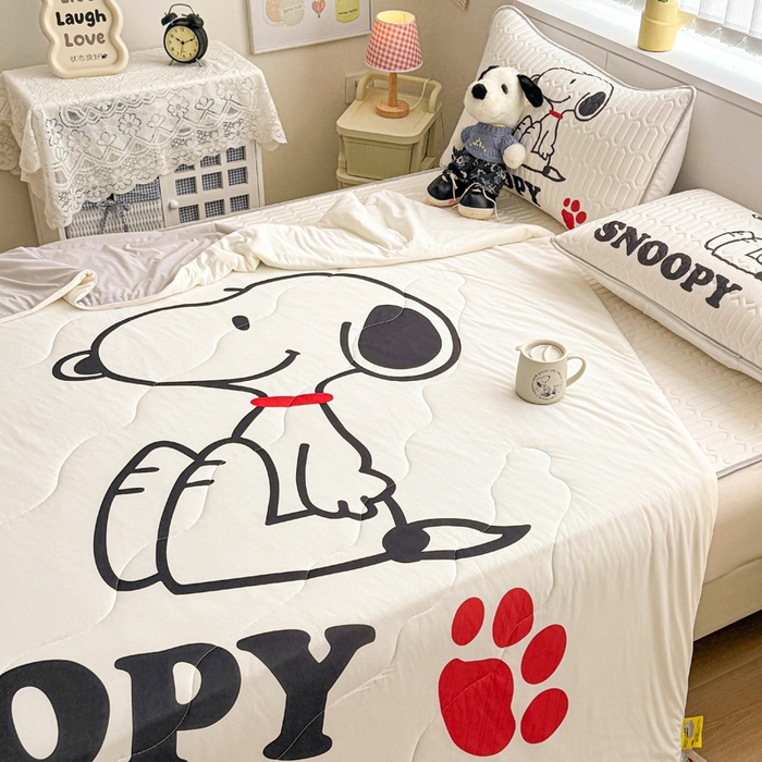 91家纺网 家纺一手货源 找家纺 （总）色鬼布艺高端家居主号 2026新款卡通史努比凉感丝乳胶席子凉席夏被夏凉被空调被