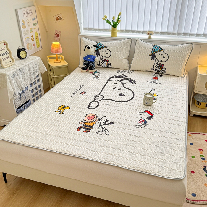 色鬼布艺高端家居主号 2026新款卡通史努比凉感丝乳胶席子凉席夏被夏凉被空调被 史努比快乐世界