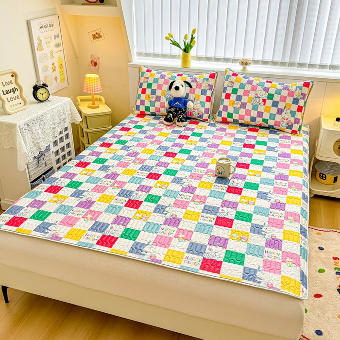 色鬼布艺高端家居主号 2026新款卡通史努比凉感丝乳胶席子凉席夏被夏凉被空调被 史努比彩虹格