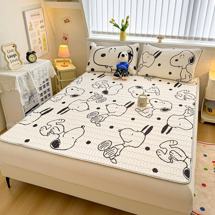 色鬼布艺高端家居主号 2026新款卡通史努比凉感丝乳胶席子凉席夏被夏凉被空调被 史努比乐园