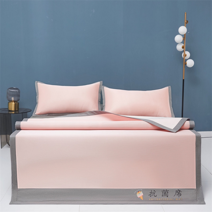 91家纺网 家纺一手货源 找家纺 色鬼布艺高端家居主号 2026新款抗菌冰激凌色织提花床单款床席冰丝席席子凉席 冰激凌-烟粉