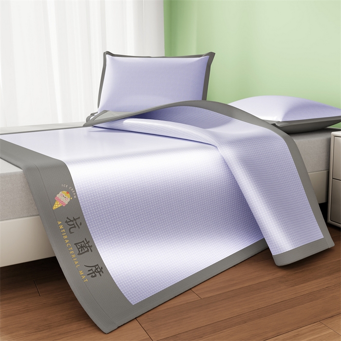 91家纺网 家纺一手货源 找家纺 色鬼布艺高端家居主号 2026新款抗菌冰激凌色织提花床单款床席冰丝席席子凉席 冰淇淋-梦幻紫