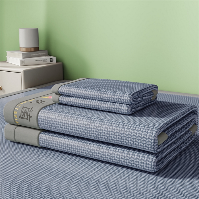 91家纺网 家纺一手货源 找家纺 色鬼布艺高端家居主号 2026新款抗菌冰激凌色织提花床单款床席冰丝席席子凉席 冰淇淋-浅蓝