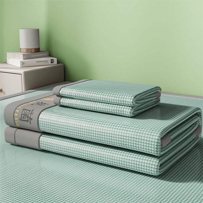 91家纺网 家纺一手货源 找家纺 色鬼布艺高端家居主号 2026新款抗菌冰激凌色织提花床单款床席冰丝席席子凉席 冰淇淋-淡绿