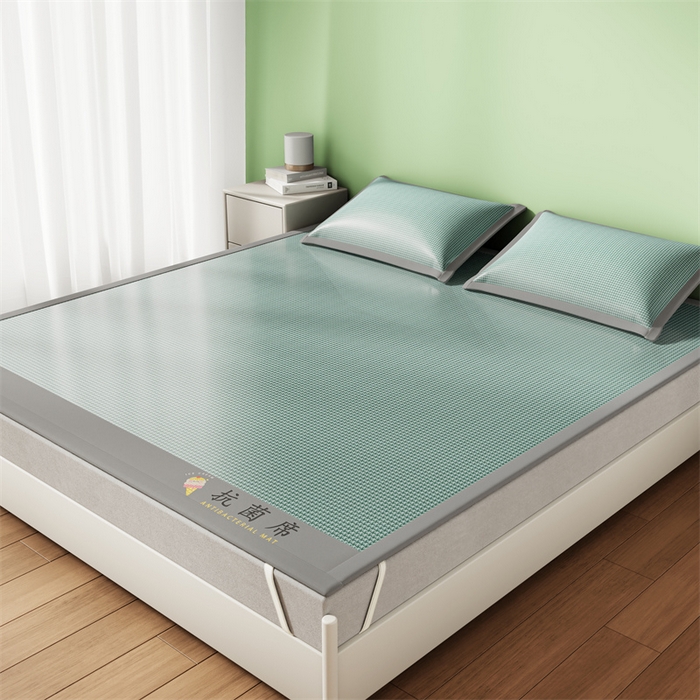 91家纺网 家纺一手货源 找家纺 色鬼布艺高端家居主号 2026新款抗菌冰激凌色织提花床单款床席冰丝席席子凉席 冰淇淋-淡绿