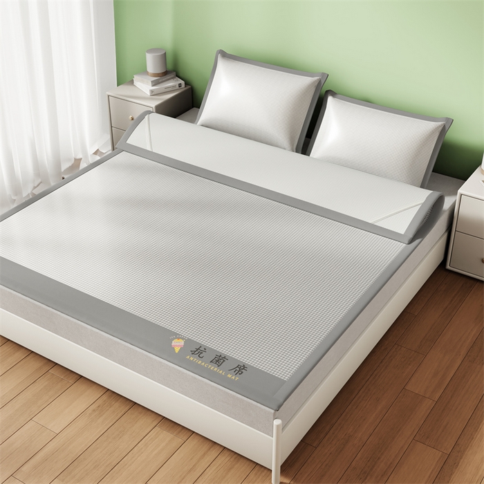 色鬼布艺高端家居主号 2026新款抗菌冰激凌色织提花床单款床席冰丝席席子凉席 冰淇淋-烟灰