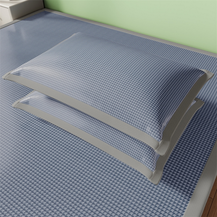 91家纺网 家纺一手货源 找家纺 色鬼布艺高端家居主号 2026新款抗菌冰激凌色织提花床单款床席冰丝席席子凉席 冰淇淋-浅蓝