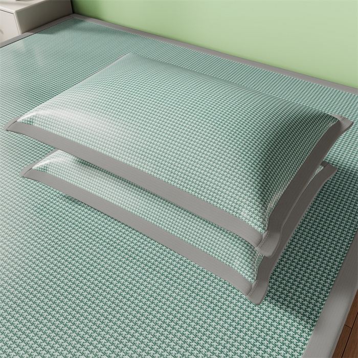 91家纺网 家纺一手货源 找家纺 色鬼布艺高端家居主号 2026新款抗菌冰激凌色织提花床单款床席冰丝席席子凉席 冰淇淋-淡绿