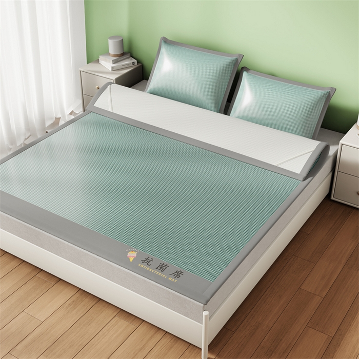 色鬼布艺高端家居主号 2026新款抗菌冰激凌色织提花床单款床席冰丝席席子凉席 冰淇淋-淡绿