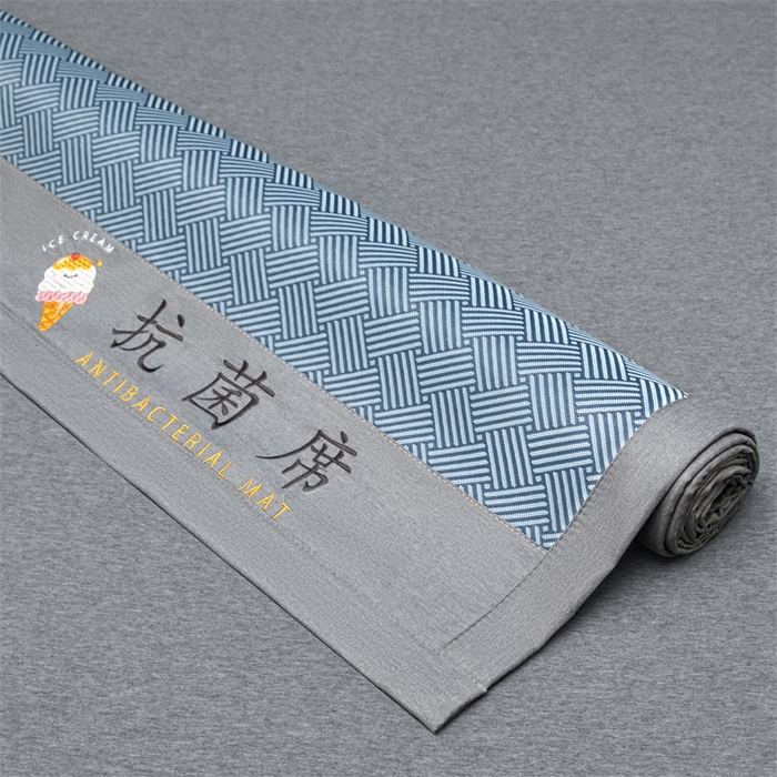 91家纺网 家纺一手货源 找家纺 色鬼布艺高端家居主号 2026新款抗菌冰激凌色织提花床单款床席冰丝席席子凉席 冰激凌-深蓝