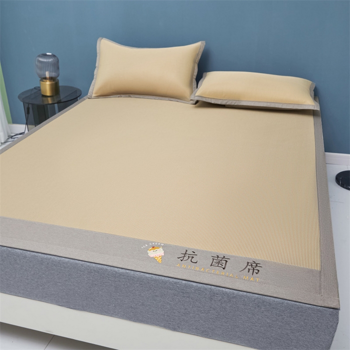 91家纺网 家纺一手货源 找家纺 色鬼布艺高端家居主号 2026新款抗菌冰激凌色织提花床单款床席冰丝席席子凉席 冰激凌-奶咖