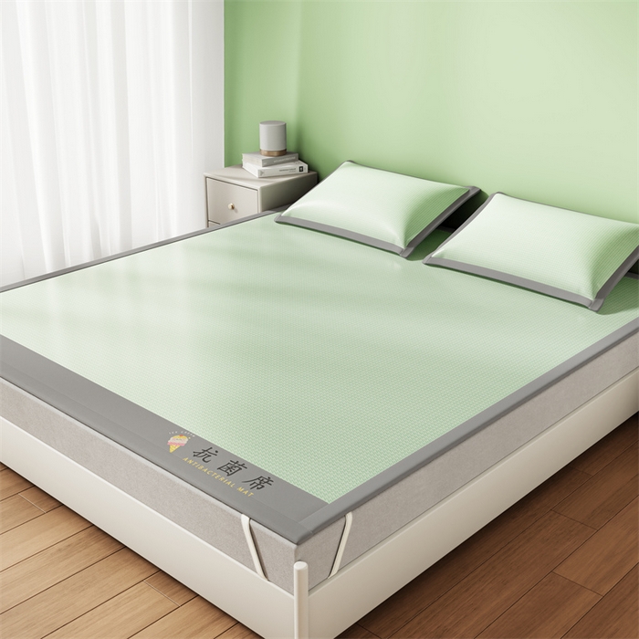 91家纺网 家纺一手货源 找家纺 色鬼布艺高端家居主号 2026新款抗菌冰激凌色织提花床单款床席冰丝席席子凉席 冰淇淋-清新绿