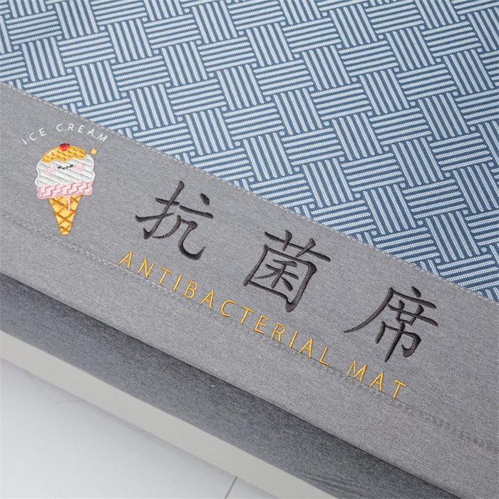 91家纺网 家纺一手货源 找家纺 色鬼布艺高端家居主号 2026新款抗菌冰激凌色织提花床单款床席冰丝席席子凉席 冰激凌-深蓝