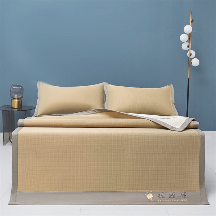 91家纺网 家纺一手货源 找家纺 色鬼布艺高端家居主号 2026新款抗菌冰激凌色织提花床单款床席冰丝席席子凉席 冰激凌-奶咖