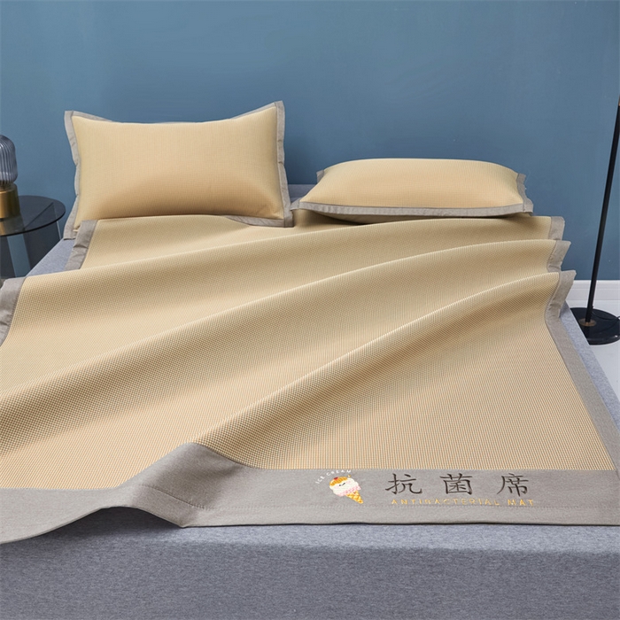 91家纺网 家纺一手货源 找家纺 色鬼布艺高端家居主号 2026新款抗菌冰激凌色织提花床单款床席冰丝席席子凉席 冰激凌-奶咖