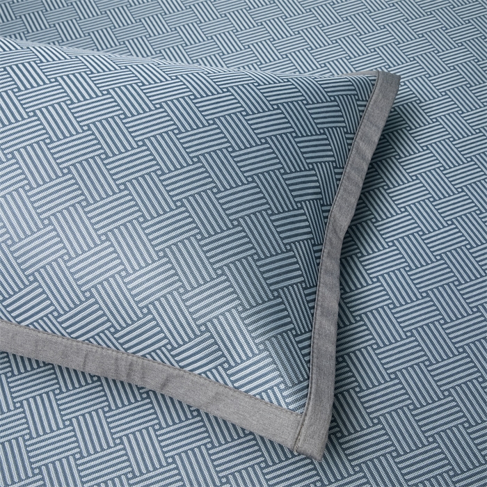 91家纺网 家纺一手货源 找家纺 色鬼布艺高端家居主号 2026新款抗菌冰激凌色织提花床单款床席冰丝席席子凉席 冰激凌-深蓝