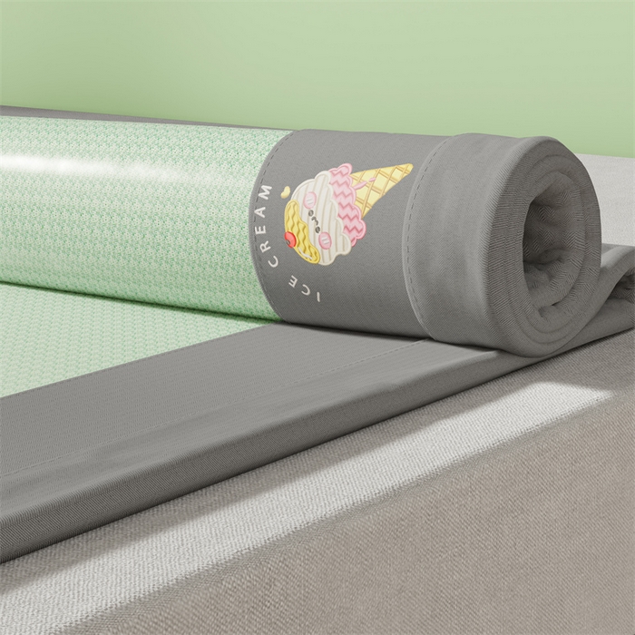 91家纺网 家纺一手货源 找家纺 色鬼布艺高端家居主号 2026新款抗菌冰激凌色织提花床单款床席冰丝席席子凉席 冰淇淋-清新绿