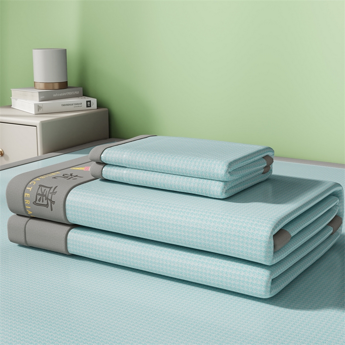 91家纺网 家纺一手货源 找家纺 色鬼布艺高端家居主号 2026新款抗菌冰激凌色织提花床单款床席冰丝席席子凉席 冰淇淋-云川蓝