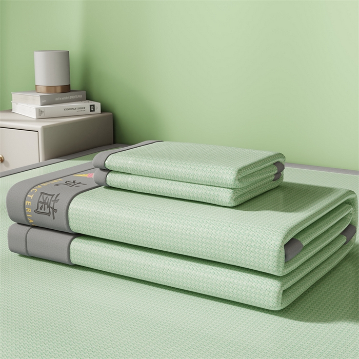 91家纺网 家纺一手货源 找家纺 色鬼布艺高端家居主号 2026新款抗菌冰激凌色织提花床单款床席冰丝席席子凉席 冰淇淋-清新绿