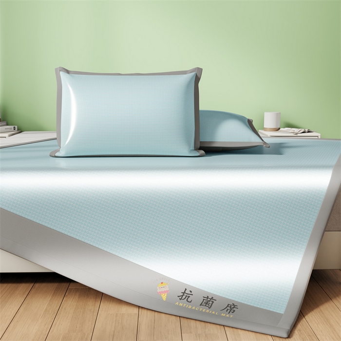 91家纺网 家纺一手货源 找家纺 色鬼布艺高端家居主号 2026新款抗菌冰激凌色织提花床单款床席冰丝席席子凉席 冰淇淋-云川蓝