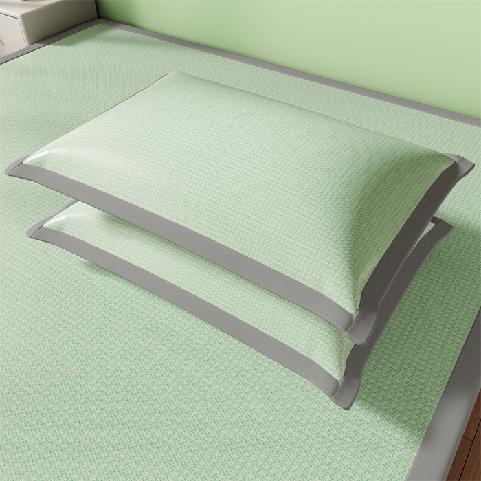 91家纺网 家纺一手货源 找家纺 色鬼布艺高端家居主号 2026新款抗菌冰激凌色织提花床单款床席冰丝席席子凉席 冰淇淋-清新绿