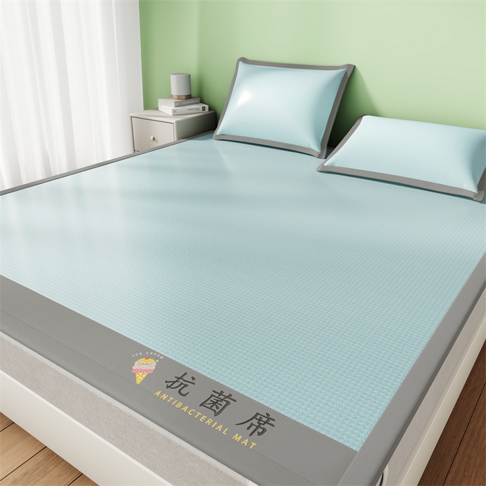 91家纺网 家纺一手货源 找家纺 色鬼布艺高端家居主号 2026新款抗菌冰激凌色织提花床单款床席冰丝席席子凉席 冰淇淋-云川蓝