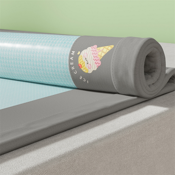 91家纺网 家纺一手货源 找家纺 色鬼布艺高端家居主号 2026新款抗菌冰激凌色织提花床单款床席冰丝席席子凉席 冰淇淋-云川蓝