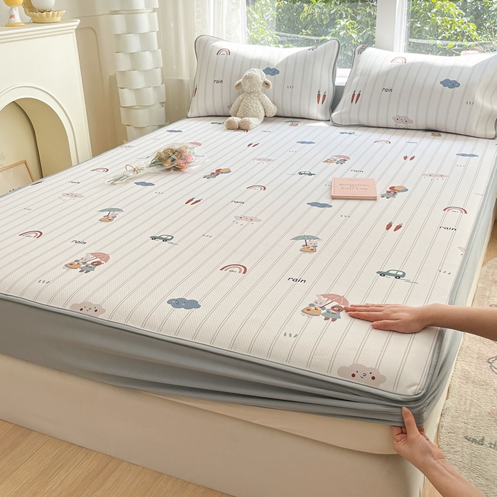 91家纺网 家纺一手货源 找家纺 （总）女子家纺 2026新款大斜纹复合冰丝凉席-床笠款