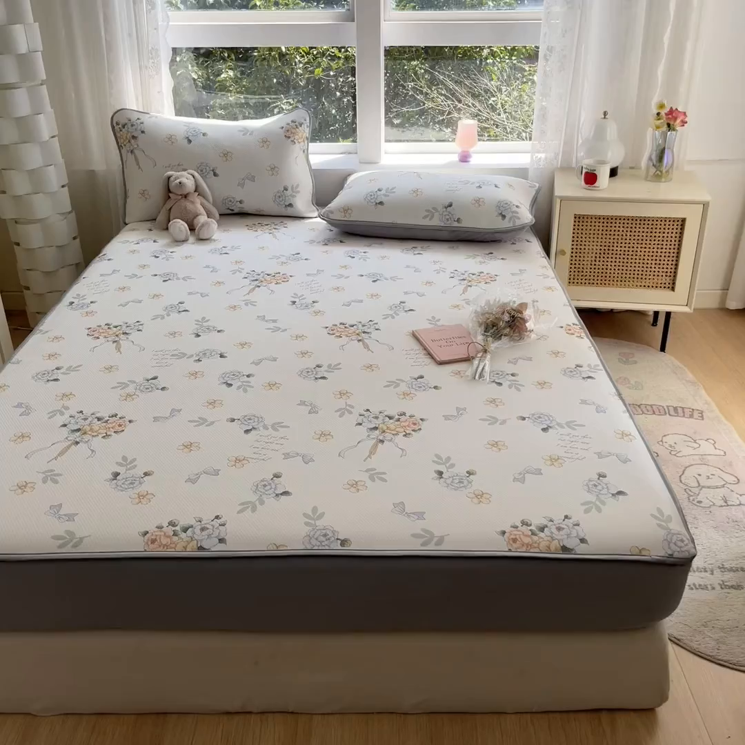 91家纺网 家纺一手货源 找家纺 女子家纺 2026新款大斜纹复合冰丝凉席-床笠款 拈花湾蓝-床笠款