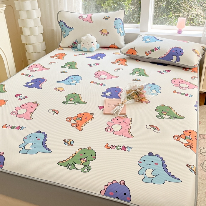 91家纺网 家纺一手货源 找家纺 女子家纺 2026新款大斜纹复合冰丝凉席-床笠款 七彩龙-床笠款