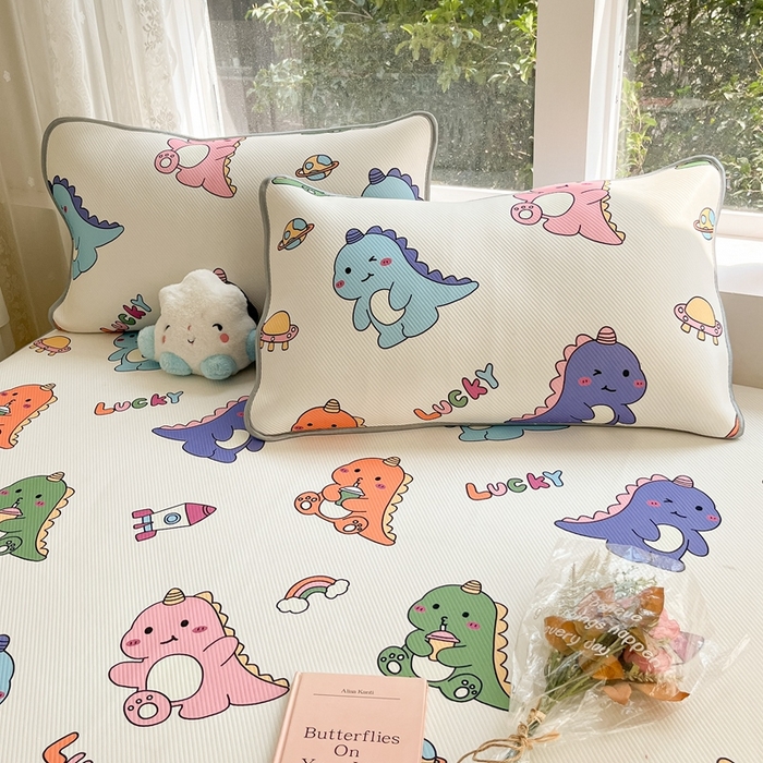 91家纺网 家纺一手货源 找家纺 女子家纺 2026新款大斜纹复合冰丝凉席-床笠款 七彩龙-床笠款