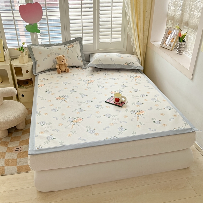 91家纺网 家纺一手货源 找家纺 女子家纺 2026新款大斜纹复合冰丝凉席-床席款 拈花湾兰