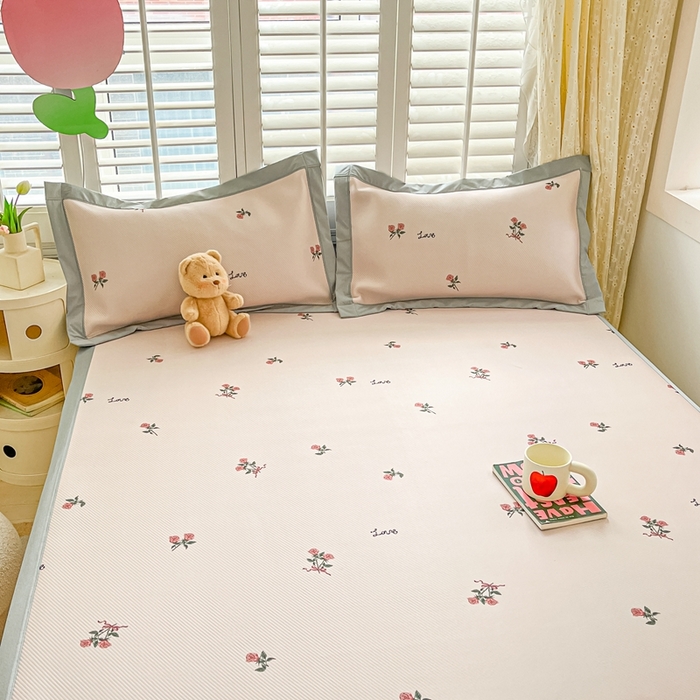 91家纺网 家纺一手货源 找家纺 女子家纺 2026新款大斜纹复合冰丝凉席-床席款 尤克里里粉