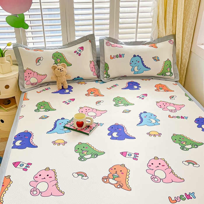 91家纺网 家纺一手货源 找家纺 女子家纺 2026新款大斜纹复合冰丝凉席-床席款 七彩龙