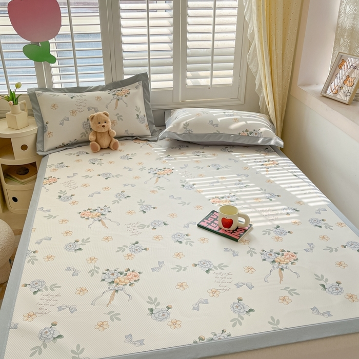 91家纺网 家纺一手货源 找家纺 女子家纺 2026新款大斜纹复合冰丝凉席-床席款 拈花湾兰