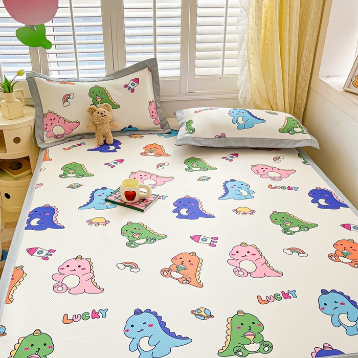 91家纺网 家纺一手货源 找家纺 女子家纺 2026新款大斜纹复合冰丝凉席-床席款 七彩龙