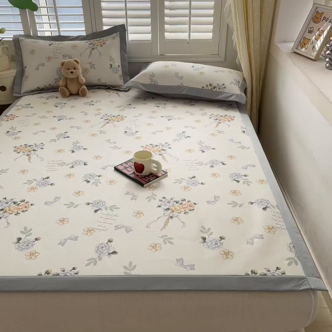 91家纺网 家纺一手货源 找家纺 女子家纺 2026新款大斜纹复合冰丝凉席-床席款 拈花湾兰