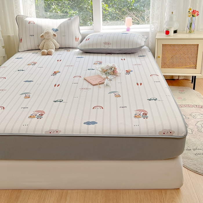 91家纺网 家纺一手货源 找家纺 女子家纺 2026新款大斜纹复合冰丝凉席-床笠款 悠悠小元-床笠款