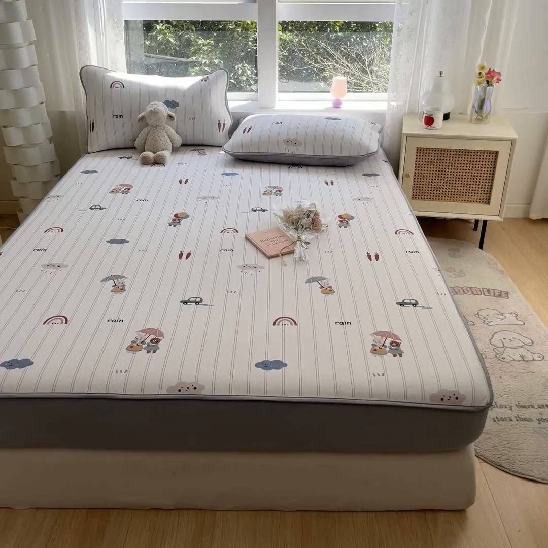 91家纺网 家纺一手货源 找家纺 女子家纺 2026新款大斜纹复合冰丝凉席-床笠款 悠悠小元-床笠款