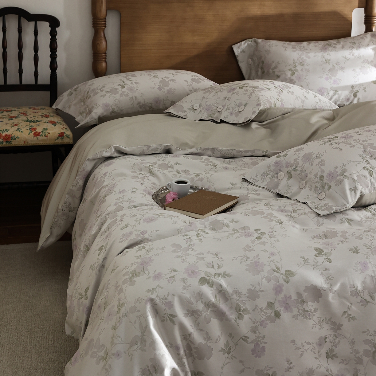 91家纺网 家纺一手货源 找家纺 （总）ONE TWO ONE 121 【控价商品】【提供买家秀】2026新款100s50支长绒棉全棉床上用品色织提花四件套-梦谷花园