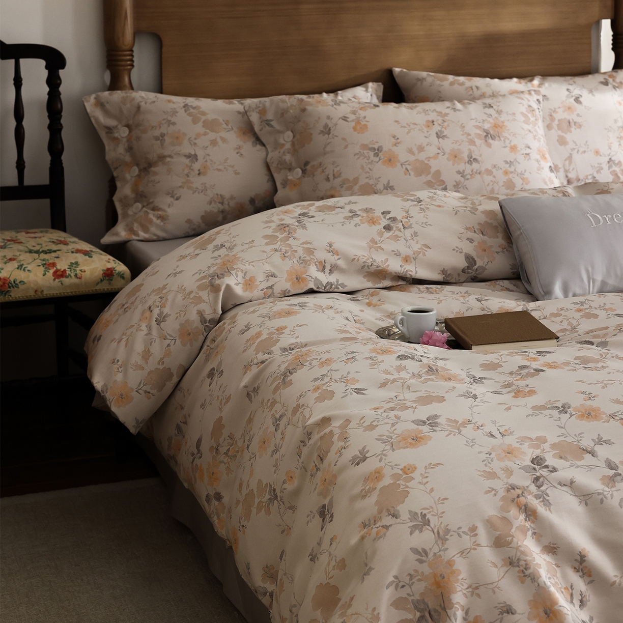 91家纺网 家纺一手货源 找家纺 （总）ONE TWO ONE 121 【控价商品】【提供买家秀】2026新款100s50支长绒棉全棉床上用品色织提花四件套-梦谷花园